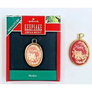 Hallmark Miniature MOTHER Cameo Ornament Gold-tone Pendant Vintage 1990